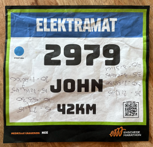 Pacing Plan and Bib number The Running Dutchman Enschede Marathon